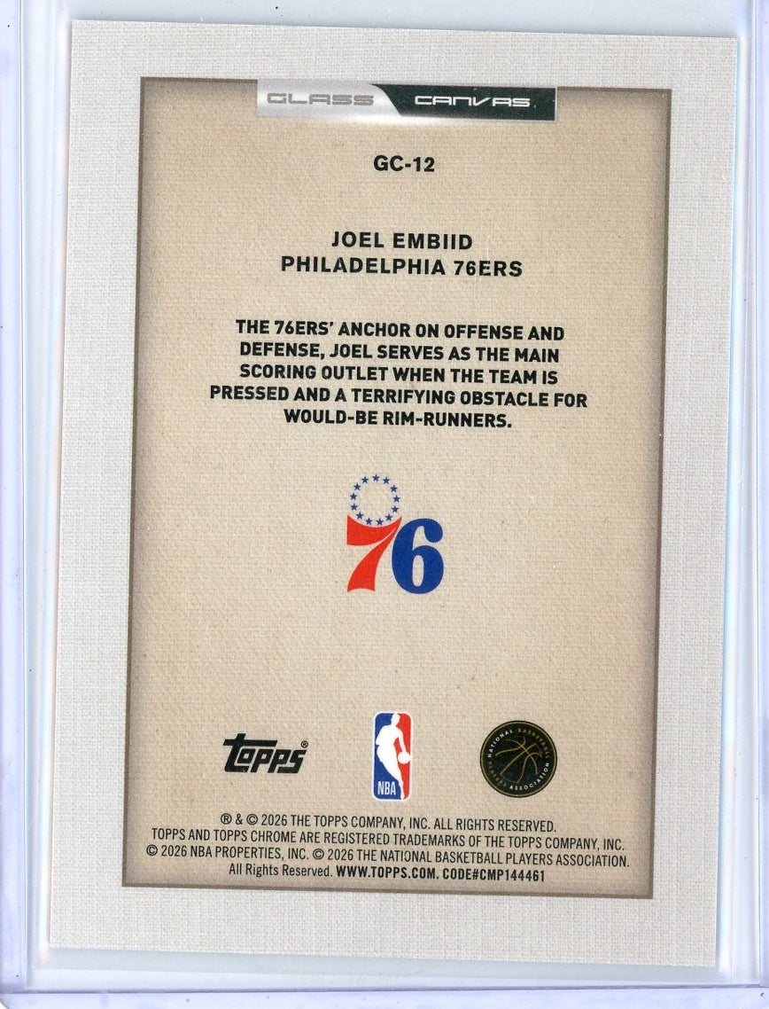 Joel Embiid 2025-26 Topps Chrome Glass Canvas #GC-12