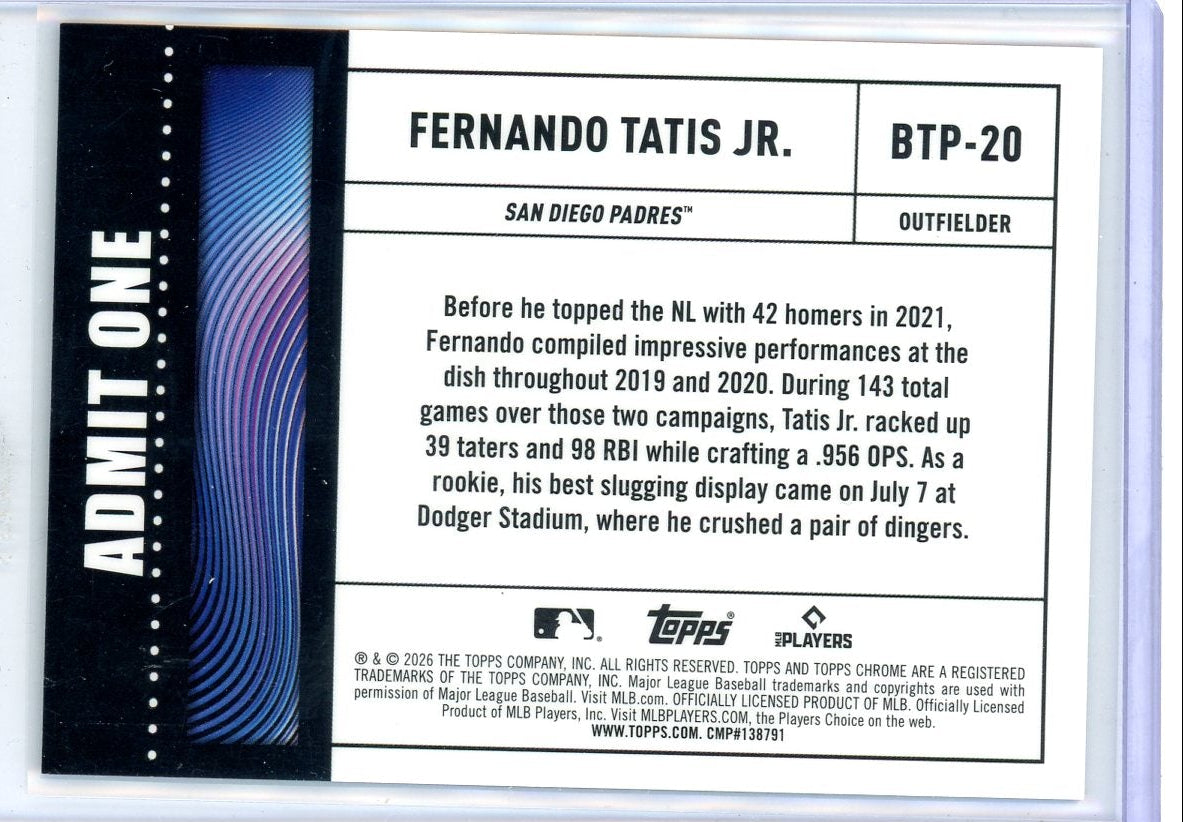 Fernando Tatis Jr. 2026 Topps Chrome Big Ticket Player Logofractor #'d 3/10