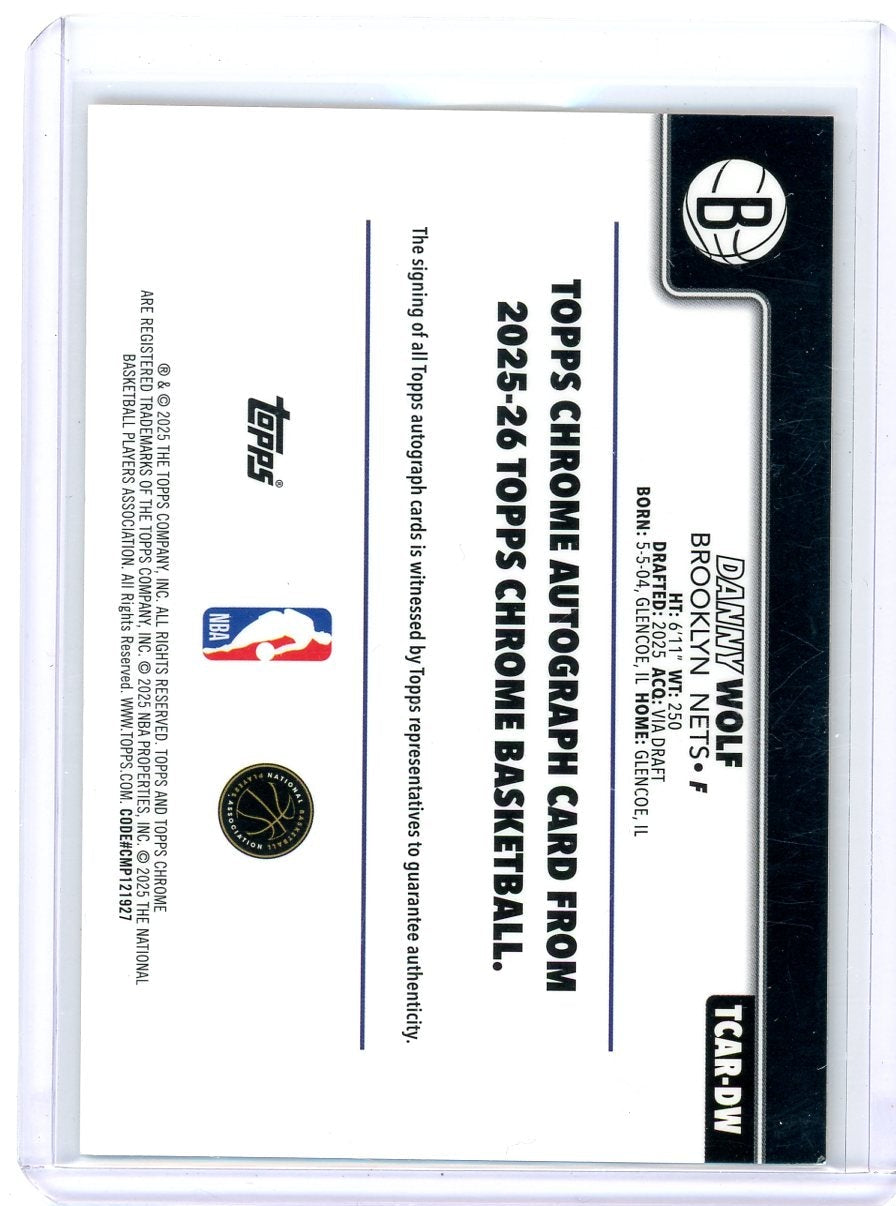 Danny Wolf 2025 Topps Chrome Basketball Gold Geometric Rookie Autograph #'d 50/50