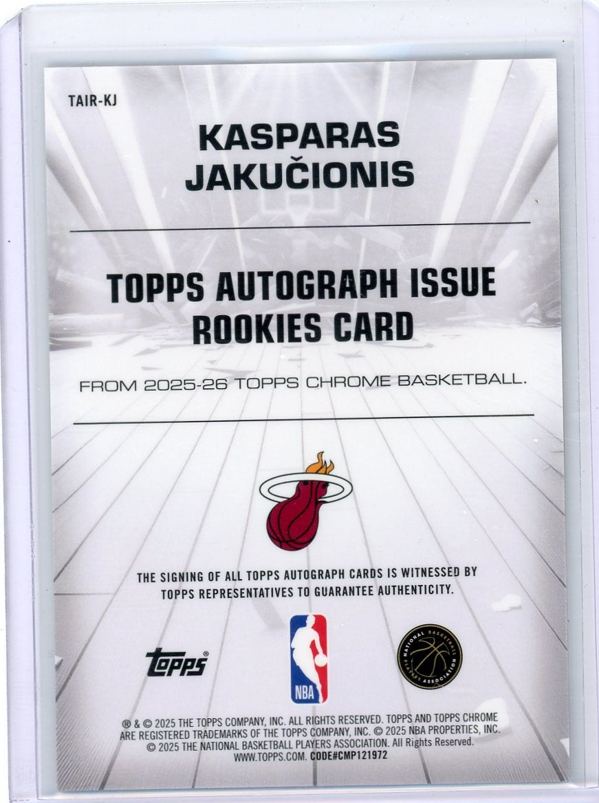 Kasparas Jakucionis 2025 Topps Chrome Basketball Topps Autograph Issue Rookie Black Geometric #'d 09/10
