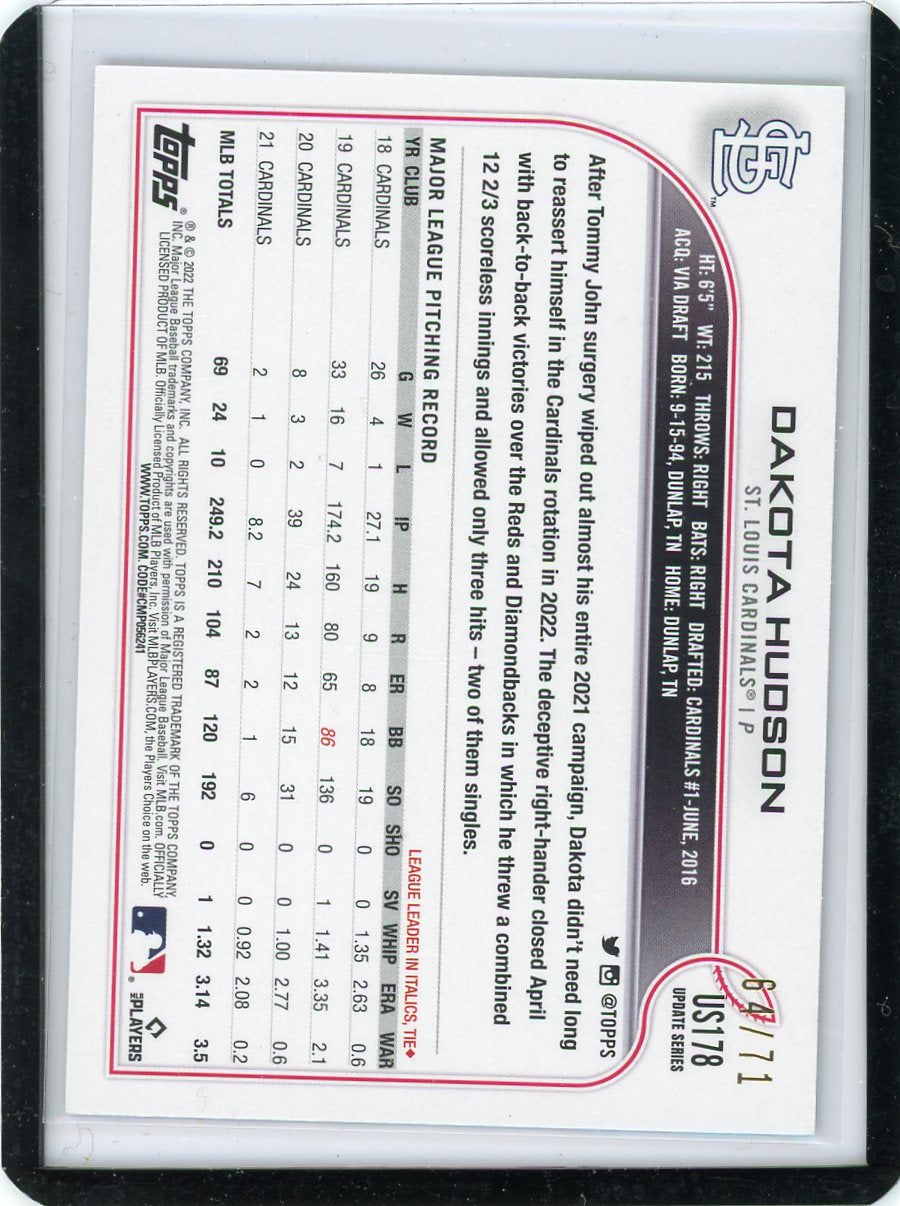 Dakota Hudson 2023 Topps black #'d 64/71