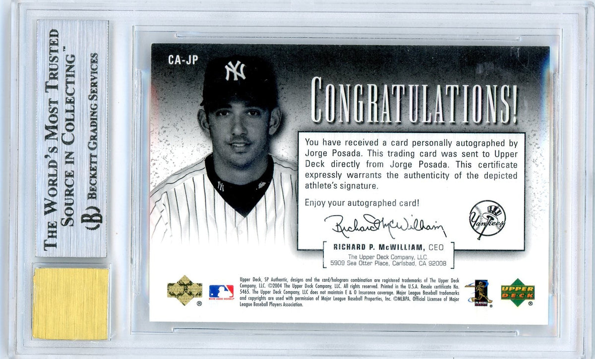 Jorge Posada 2004 SP Authentic Chirography Auto #'d 15/75 BGS 8.5 AUTO 10