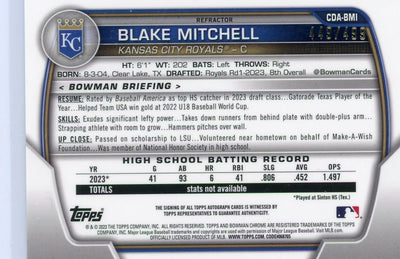 Blake Mitchell 2023 1st Bowman Chrome Draft autograph refractor #'d 449/499