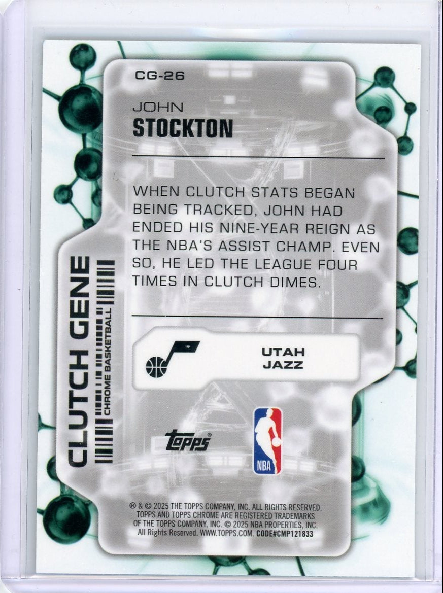 John Stockton 2025 Topps Chrome Basketball Clutch Gene Green Geometric Refractor #'d 16/99