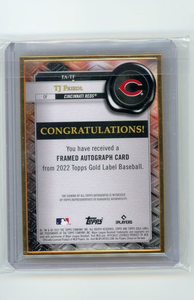 TJ Friedl 2022 Topps Gold Label gold frame rookie autograph