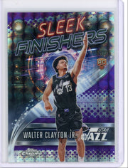 Walter Clayton Jr. 2025 Topps Chrome Basketball Sleek Finishers Purple Geo Refractor RC #'d 73/75
