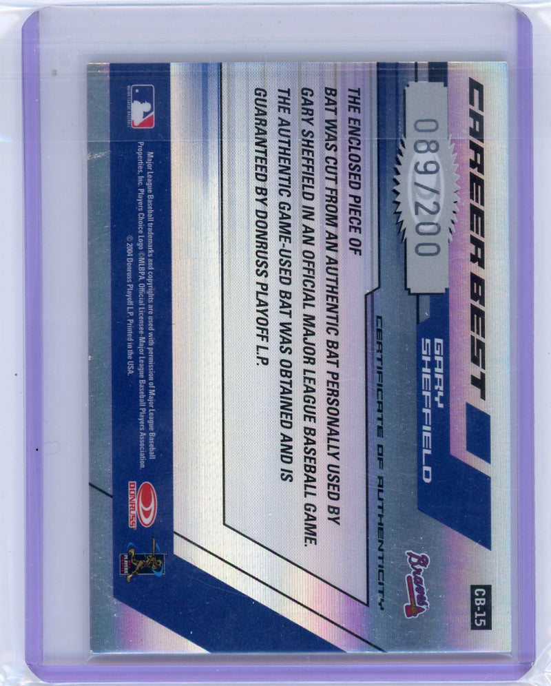 Gary Sheffield 2004 Donruss Elite Career Best bat relic green 