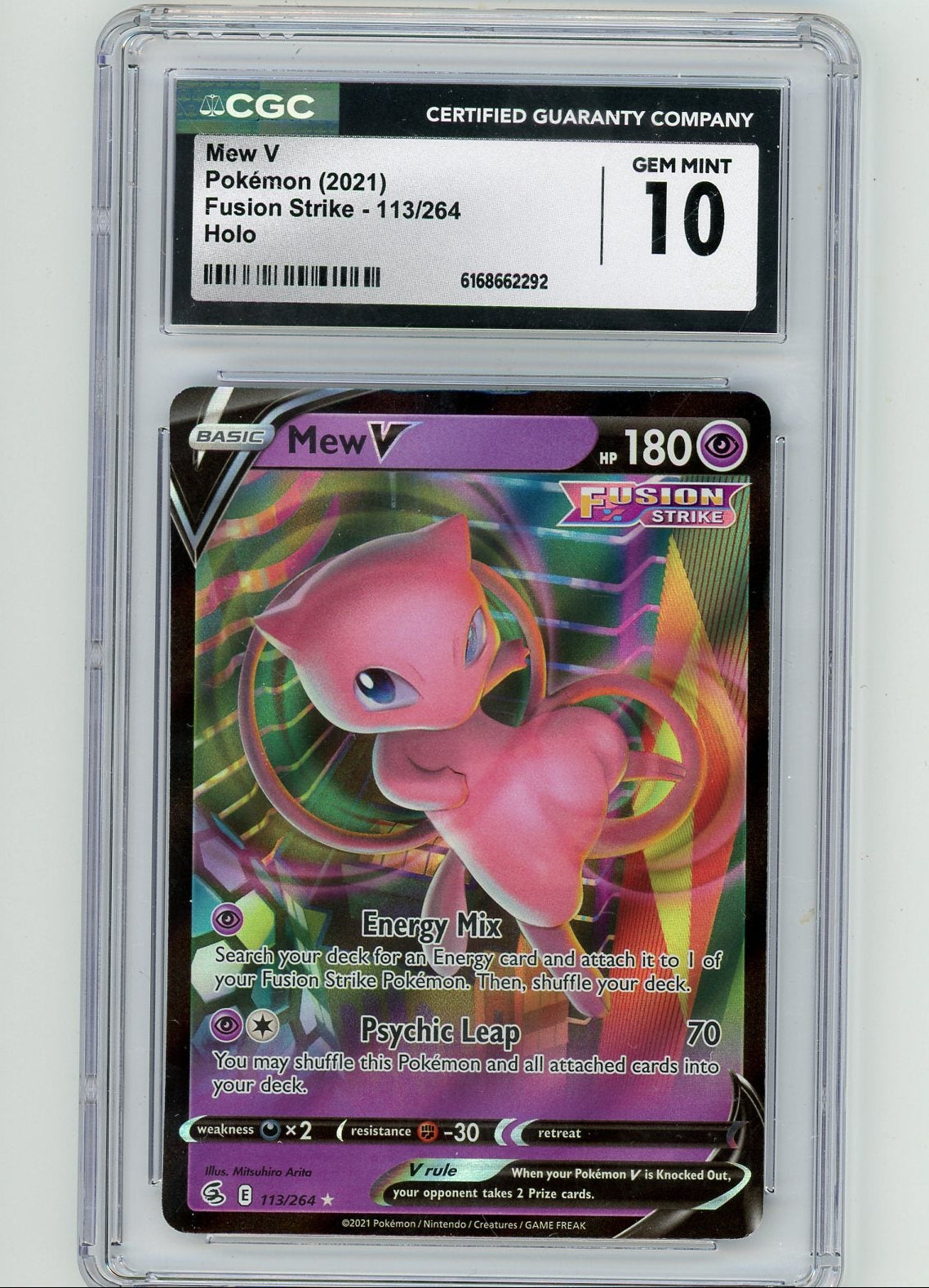 Mew V Pokémon Fusion Strike Holo 113/264 CGC 10