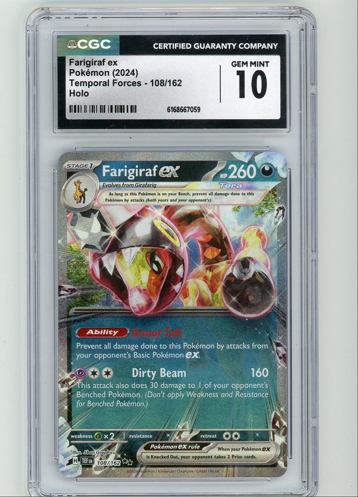 Farigiraf ex Pokémon Temporal Forces Holo 108/162 CGC 10