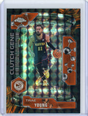 Trae Young 2025 Topps Chrome Basketball Clutch Gene Orange Geometric Refractor #'d 17/25