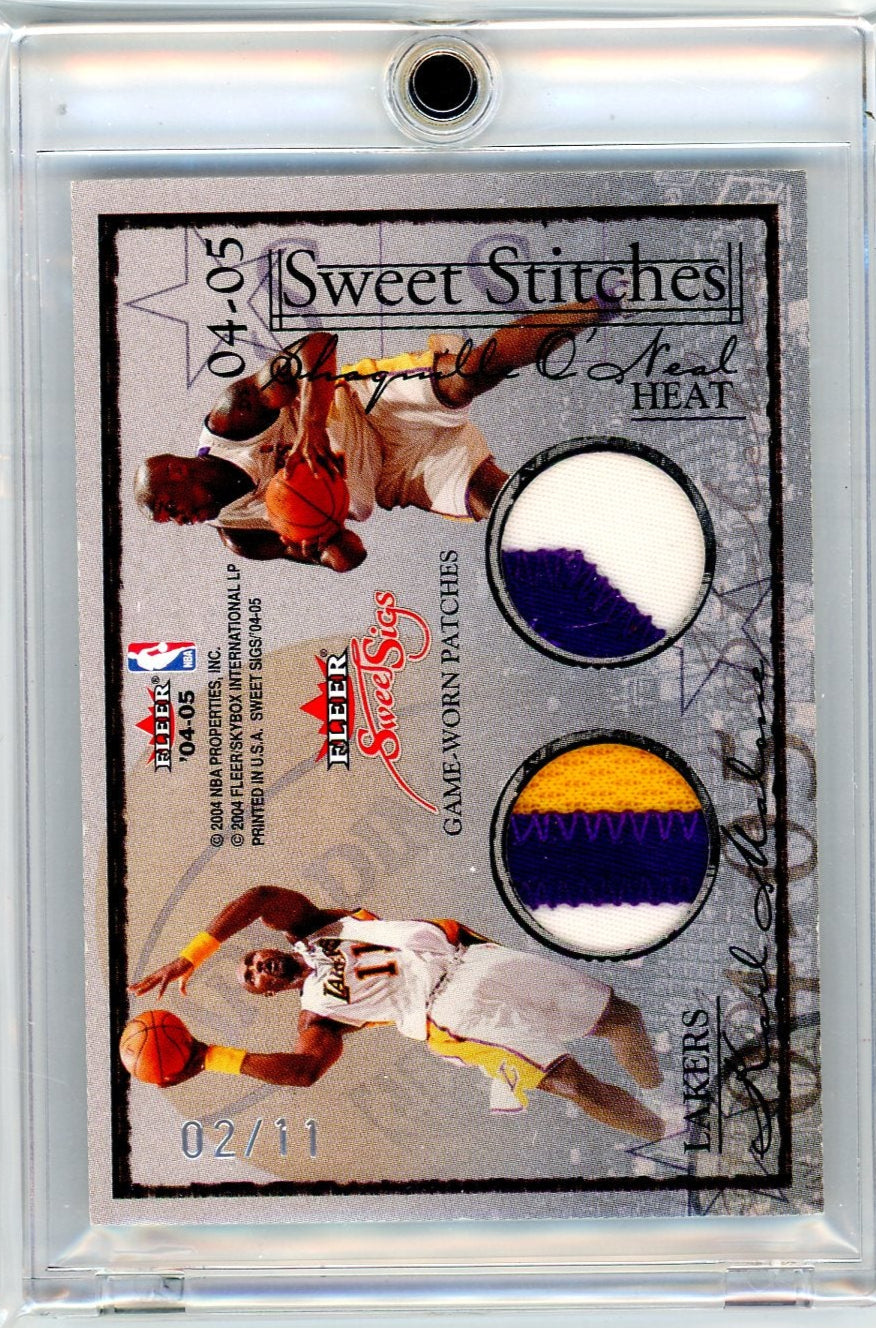 R Hamilton B Wallace K Malone S O'Neal 2004-05 Fleer Sweet Sigs quad stitches relic #'d 02/11