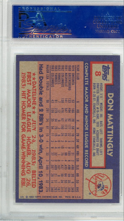 Don Mattingly 1984 Topps RC PSA 8