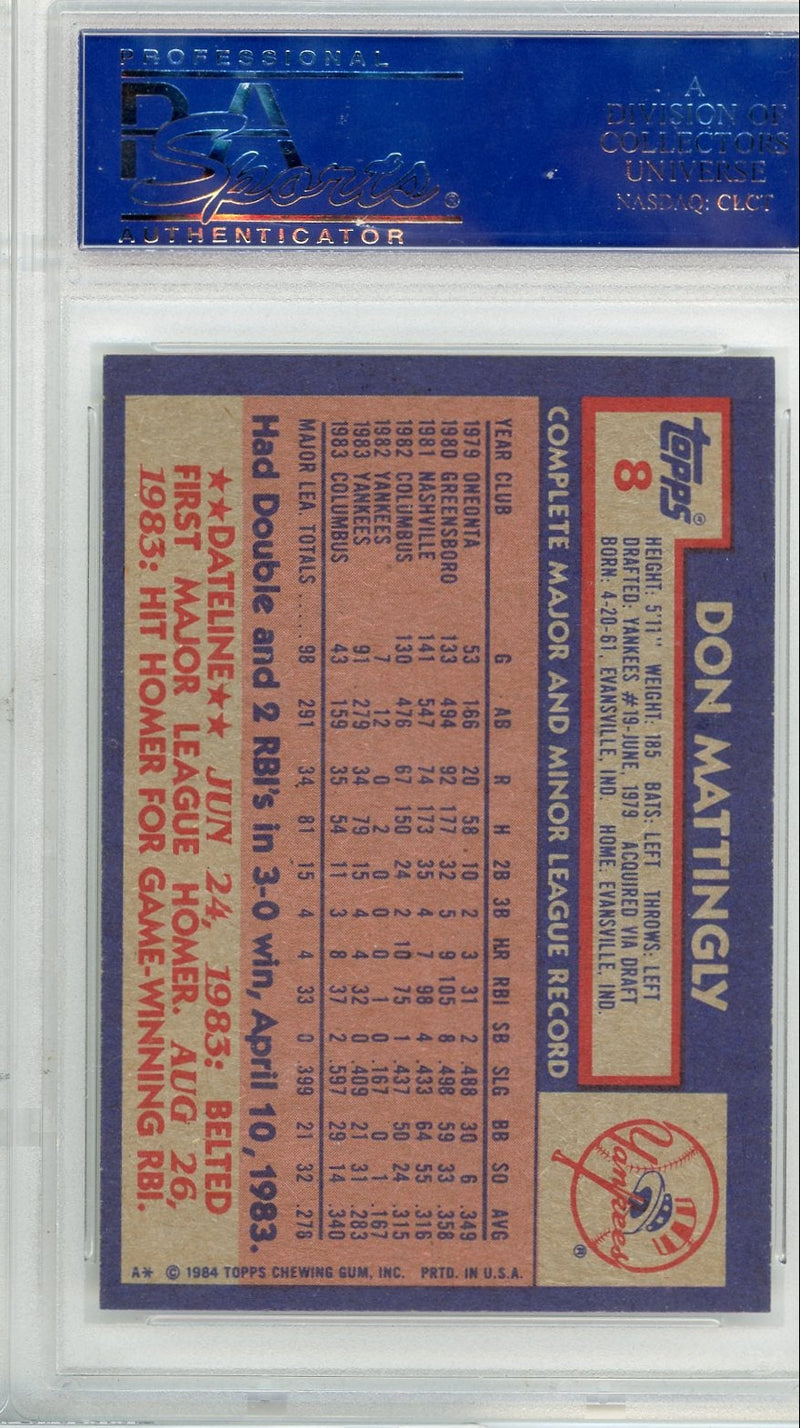 Don Mattingly 1984 Topps RC PSA 8