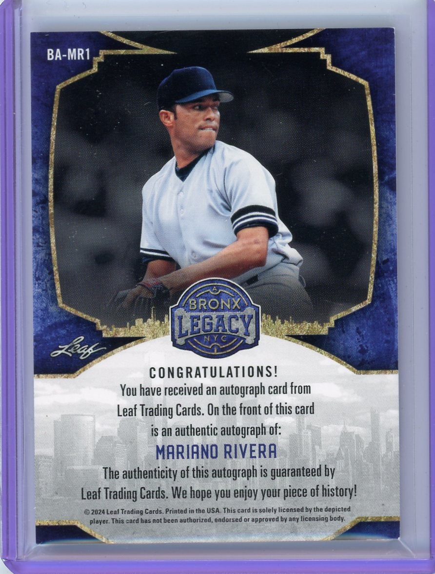 Mariano Rivera 2024 Leaf Bronx Legacy autograph #'d 34/45