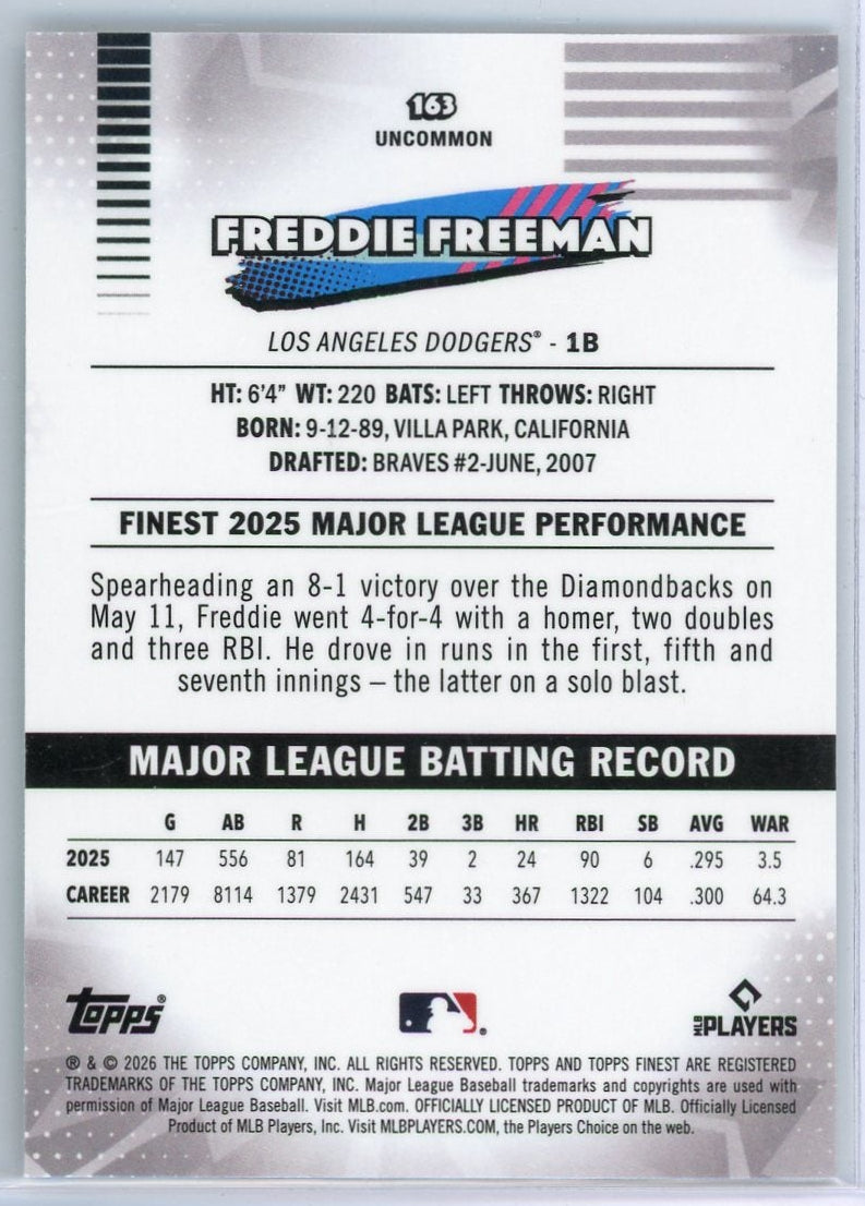 Freddie Freeman 2026 Topps Finest  #'d 063/199