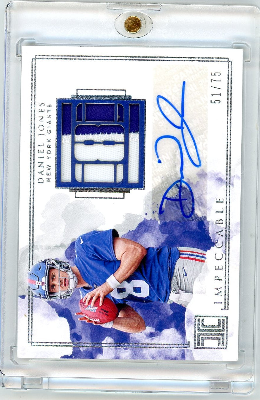 Daniel Jones 2019 Panini Impeccable Rookie Numbers Patch Autos #'d 51/75