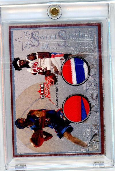 R Hamilton B Wallace K Malone S O'Neal 2004-05 Fleer Sweet Sigs quad stitches relic #'d 02/11