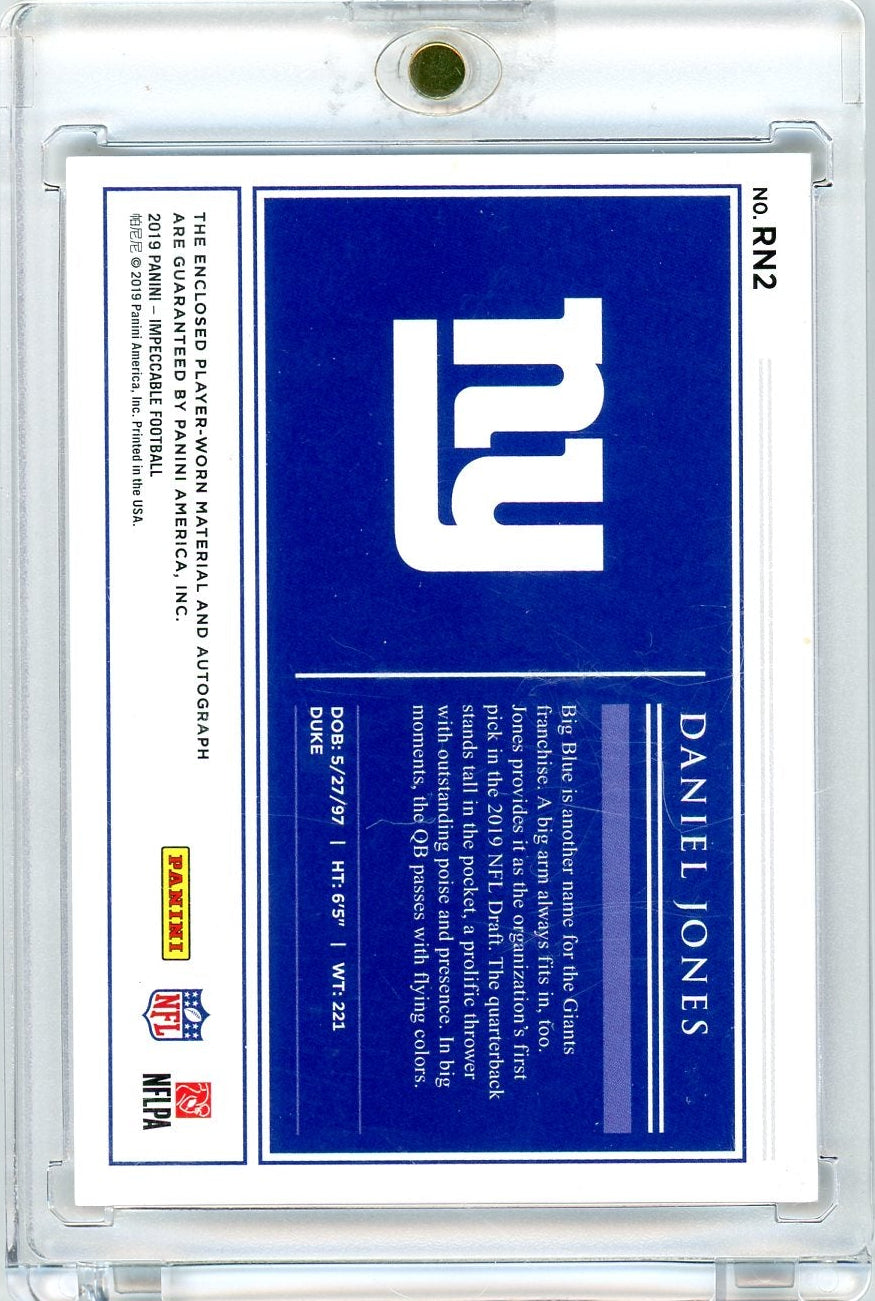 Daniel Jones 2019 Panini Impeccable Rookie Numbers Patch Autos #'d 51/75