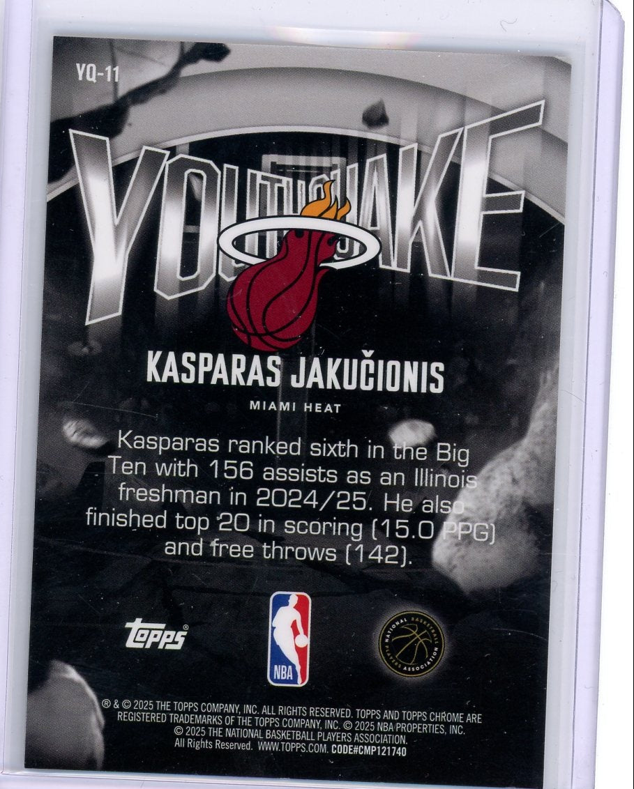 Kasparas Jakucionis 2025 Topps Chrome Youth Quake Gold Geo Refractor RC #'d 13/50