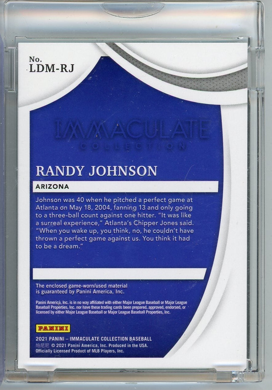 Randy Johnson 2021 Panini Immaculate Legends game-used jersey relic #'d 15/49