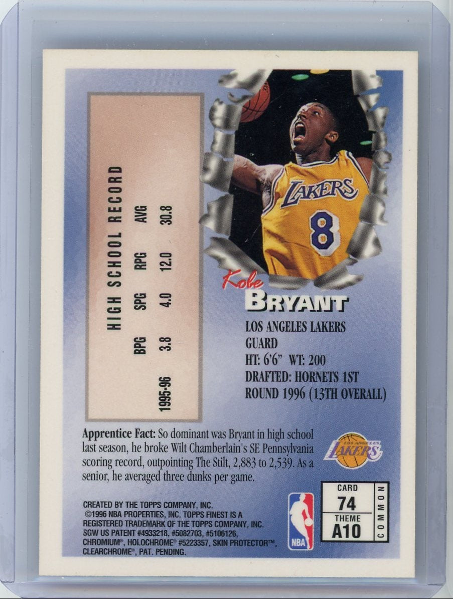 Kobe Bryant 1996 Topps Finest Apprentices Rookie (with peel)