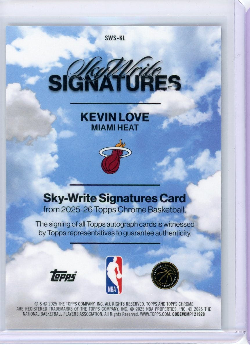 Kevin Love 2025 Topps Chrome Basketball Skywrite Signatures Purple Geometric #'d 14/75