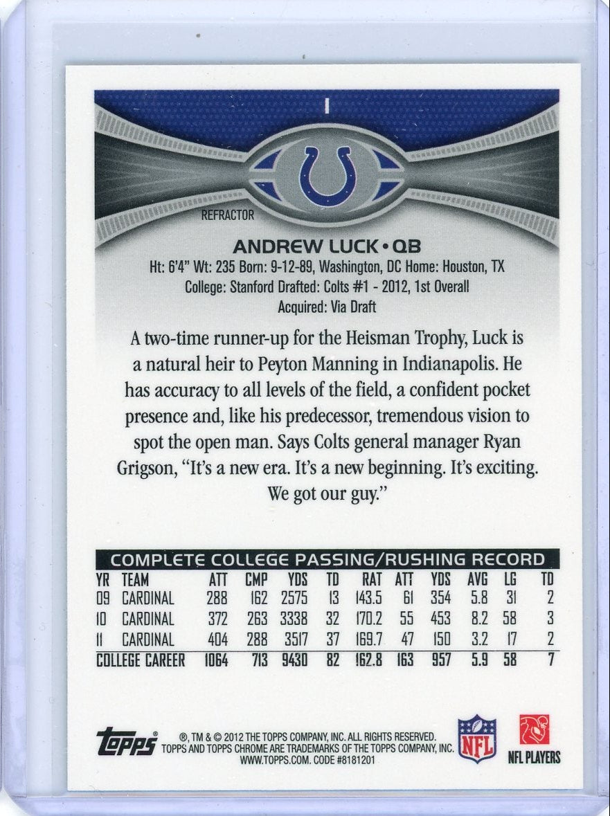 Andrew Luck 2012 Topps Chrome Refractor RC