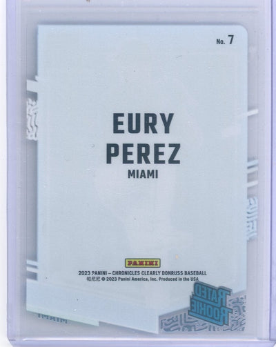 Eury Perez 2023 Panini Chronicles Clearly Donruss rookie card #'d 17/25