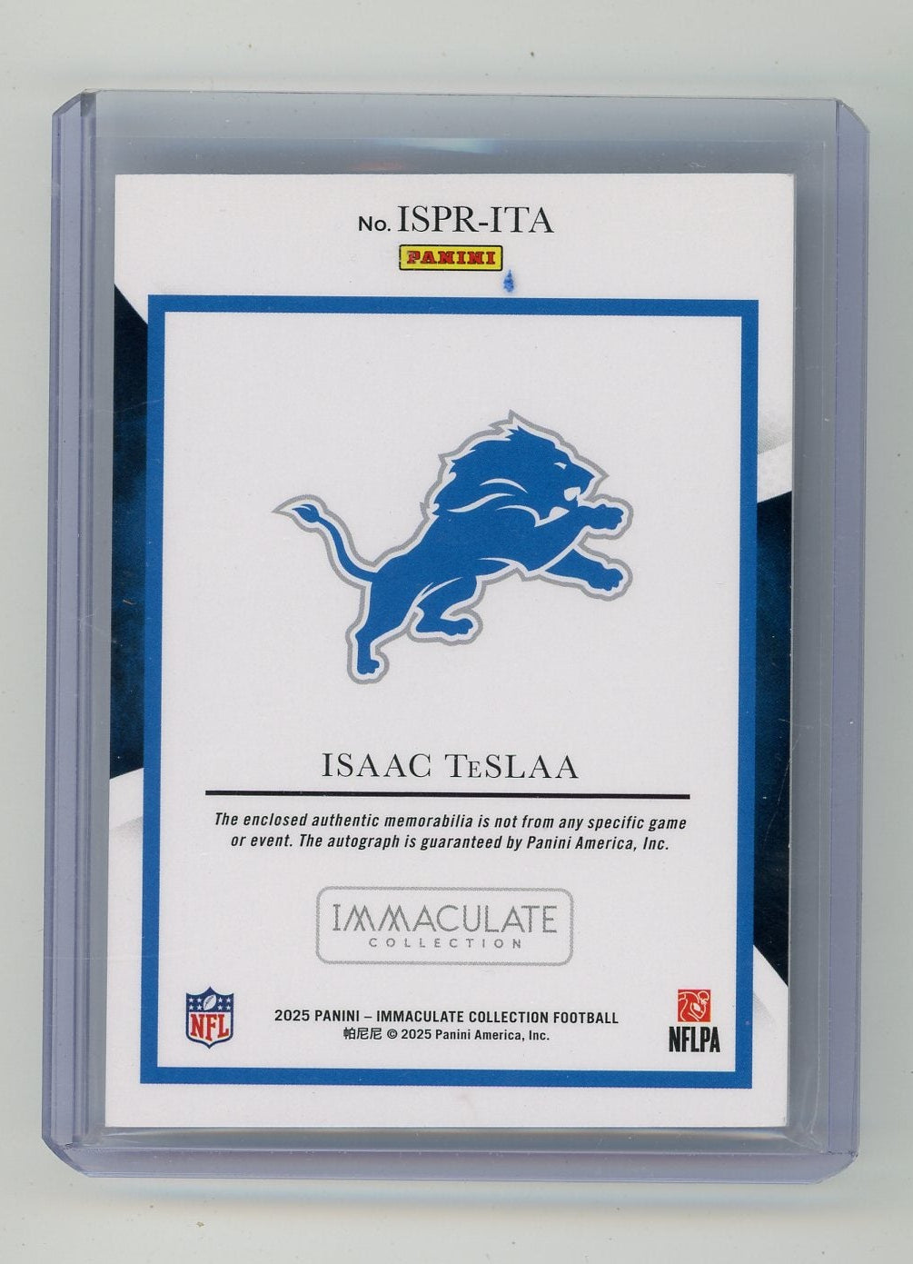 Isaac TeSlaa 2025 Panini Immaculate Signature Patches RPA #'d 09/25