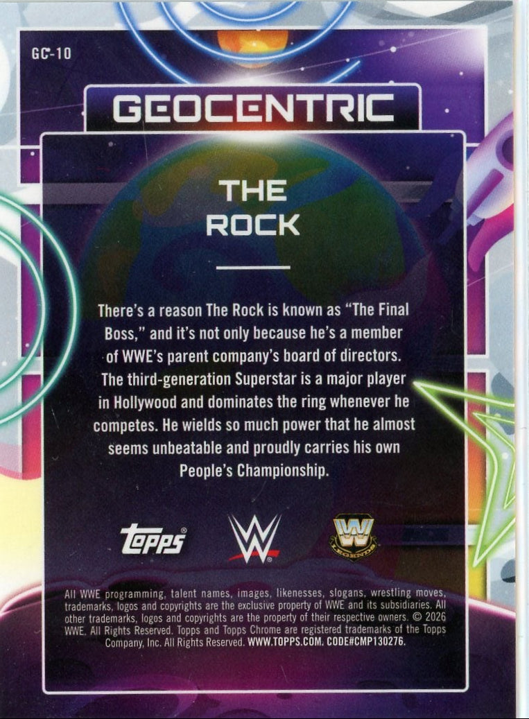 The Rock 2026 Topps WWE Cosmic Chrome Geocentric #GC-10