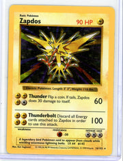 Zapdos 1999 Pokémon Base Set Shadowless Holo #16/102 LP/MP