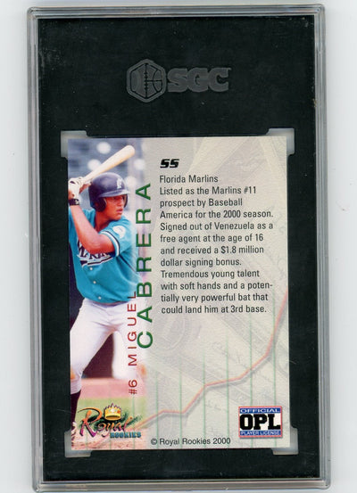 Miguel Cabrera 2000 Royal Rookies Futures Autograph #'d 2164/4950 SGC 9 Auto 10