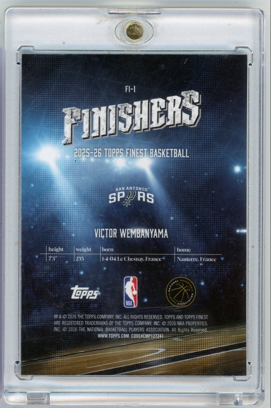 Victor Wembanyama 2025-26 Topps Finest Finishers aqua ref. #'d 047/150
