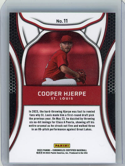 Cooper Hjerpe 2023 Panini Chronicles Certified green #'d 09/10