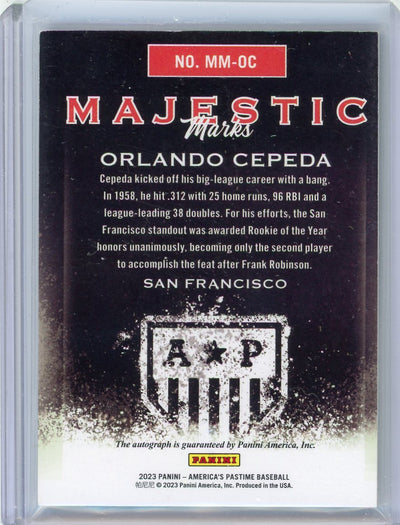 Orlando Cepeda 2023 Panini Chronicles America's Pastime Majestic Marks autograph #'d 07/50