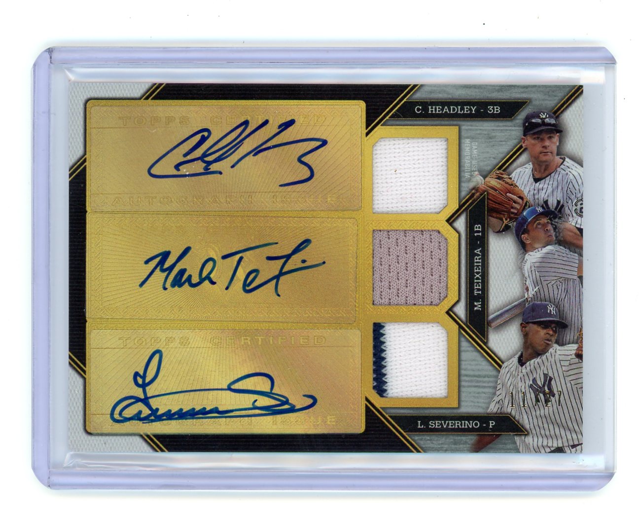 Headley/Teixeira/Severino 2016 Topps Triple Threads Triple Threads Autograph Relic Combos Silver #'d 11/27