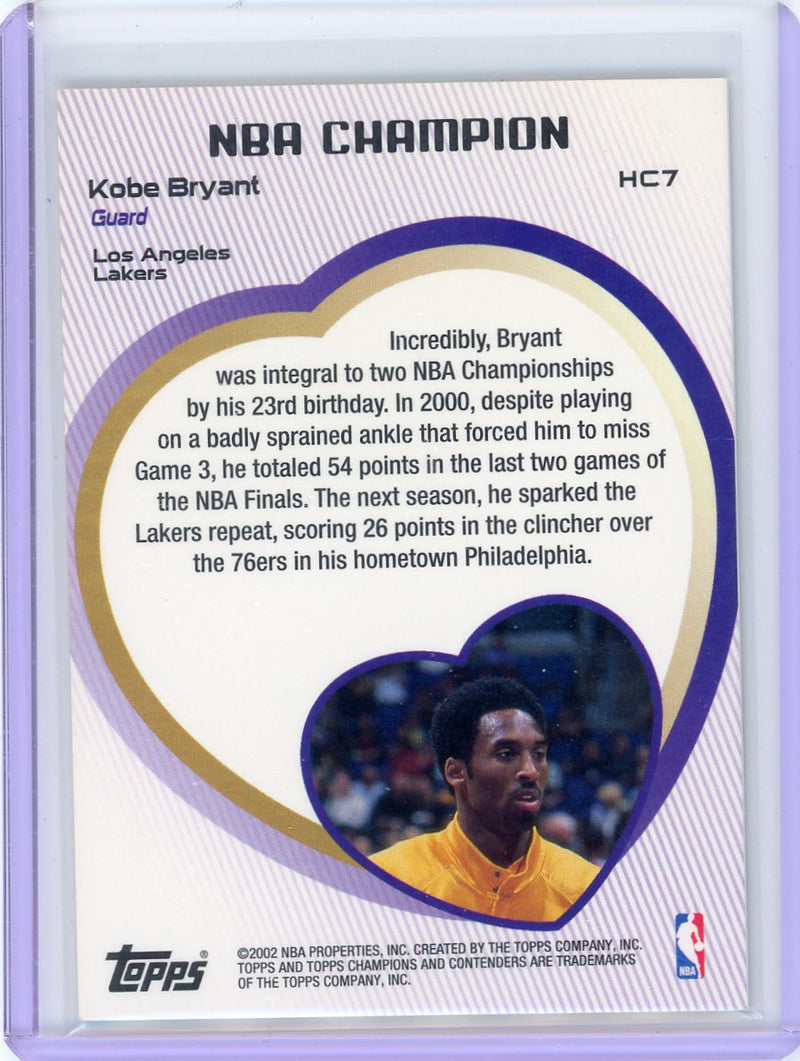 Kobe Bryant 2002 Topps TCC Heart of a Champion &