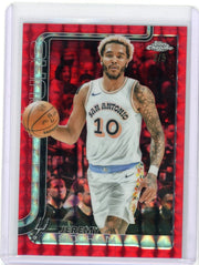 Jeremy Sochan 2025 Topps Chrome Red Geometric Refractor #'d 2/5