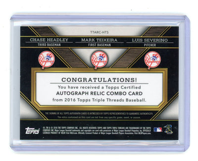 Headley/Teixeira/Severino 2016 Topps Triple Threads Triple Threads Autograph Relic Combos Silver #'d 11/27