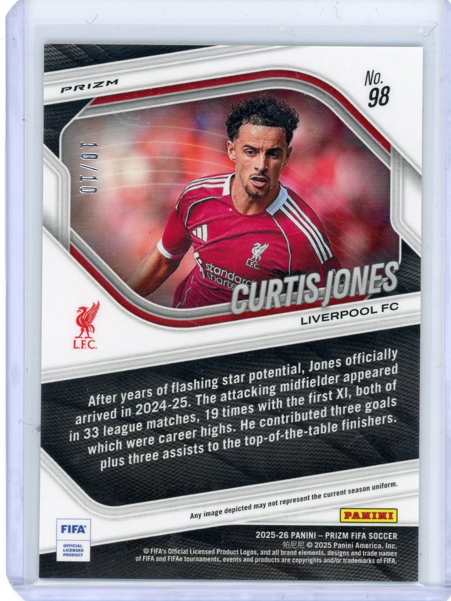 Curtis Jones 2025-26 Panini Prizm Choice gold #'d 10/10