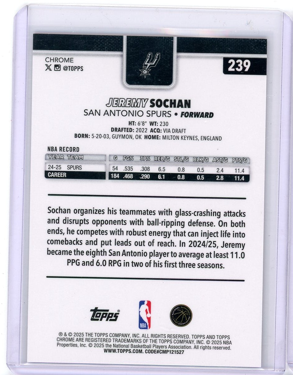 Jeremy Sochan 2025 Topps Chrome Red Geometric Refractor #'d 2/5