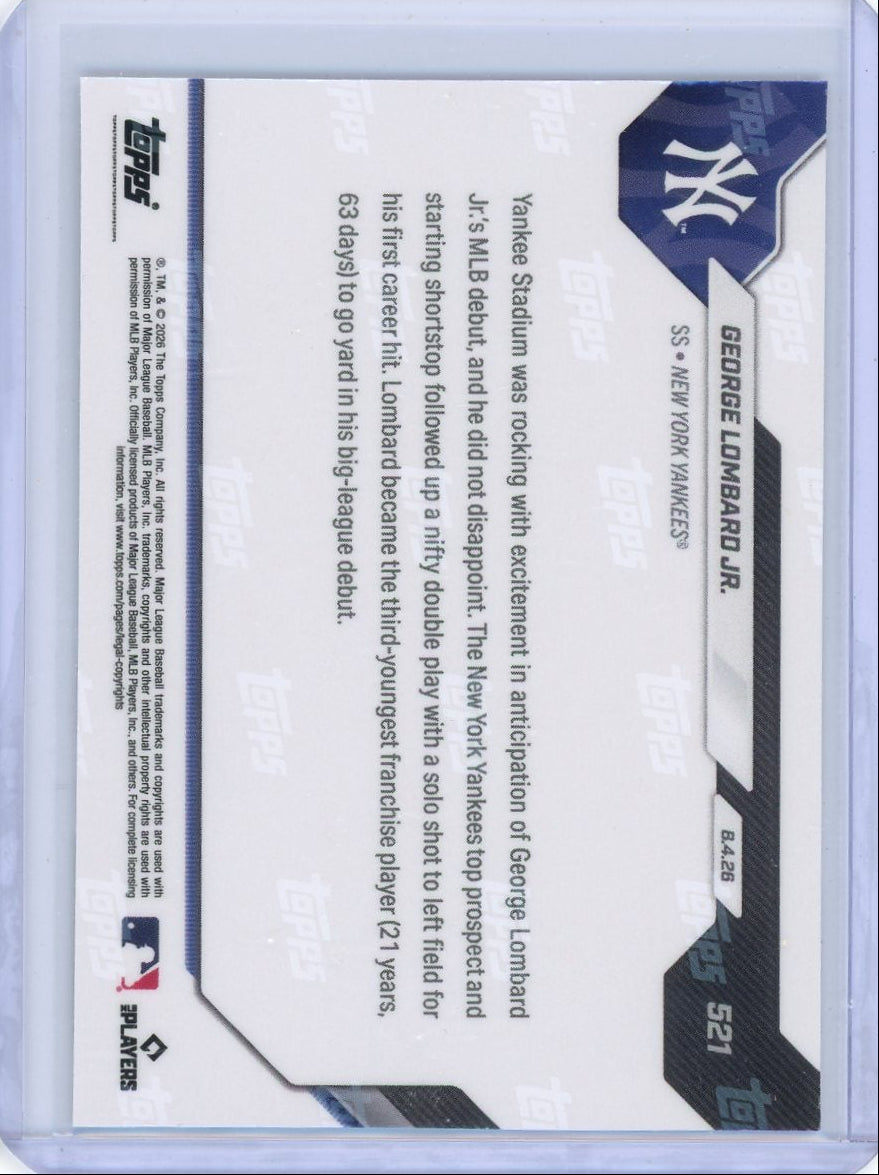 2026 Topps Now George Lombard Call Up #521