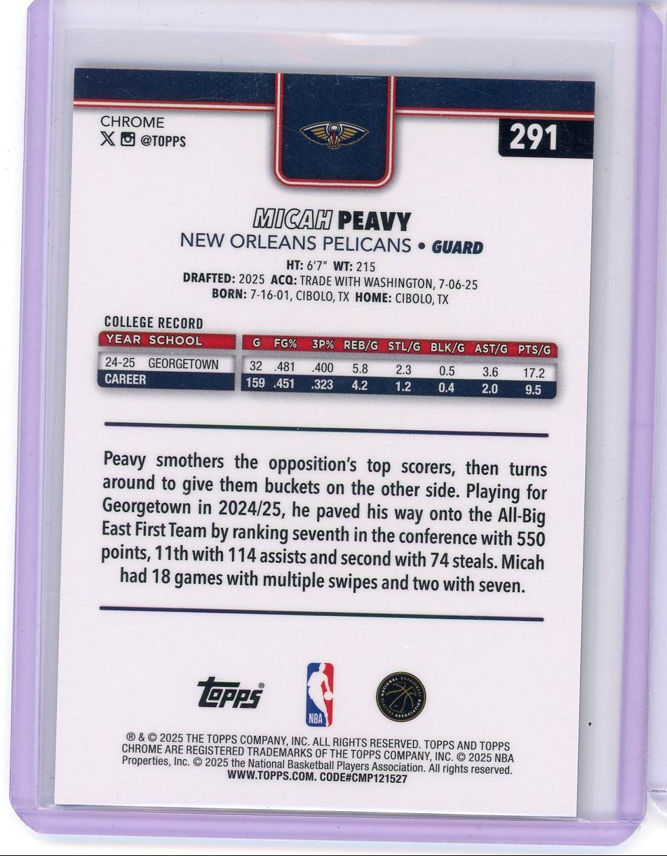 Micah Peavy 2025 Topps Chrome Basketball Black Geometric Rookie #'d 08/10