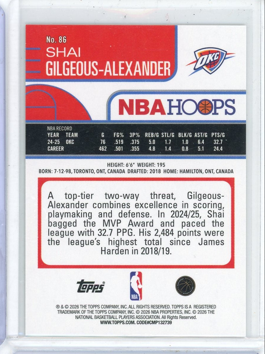 Shai Gilgeous-Alexander 2025-26 Topps Hoops Pixelburst Gold #'d 42/50
