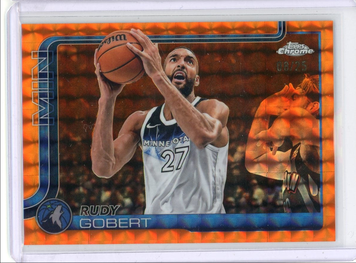 Rudy Gobert 2025 Topps Chrome Orange Geometric Refractor #'d 08/25