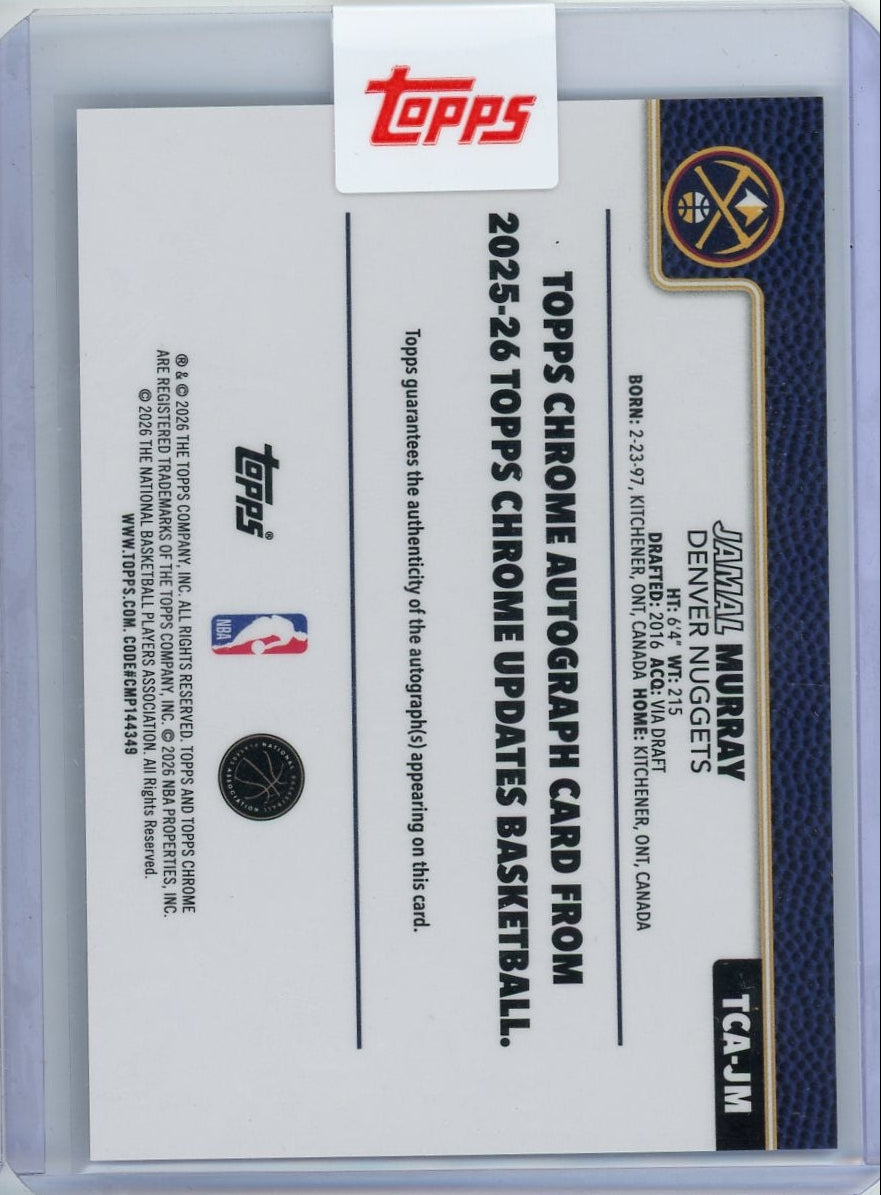 Jamal Murray 2025-26 Topps Chrome Update Autograph #'d 11/75