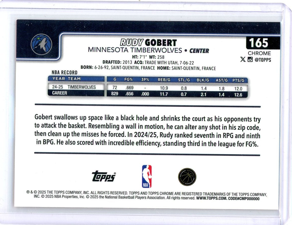 Rudy Gobert 2025 Topps Chrome Orange Geometric Refractor #'d 08/25