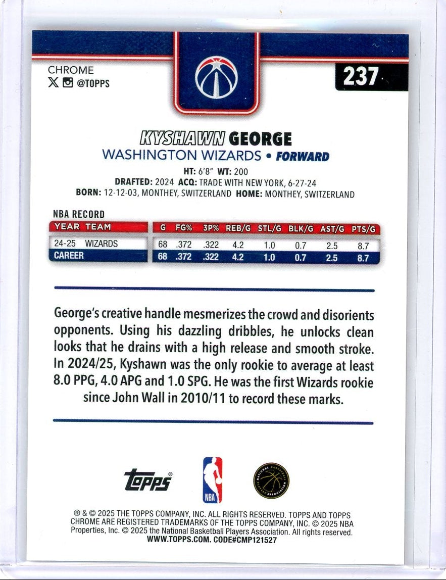 Kyshawn George 2025 Topps Chrome Orange Geometric Refractor #'d 05/25