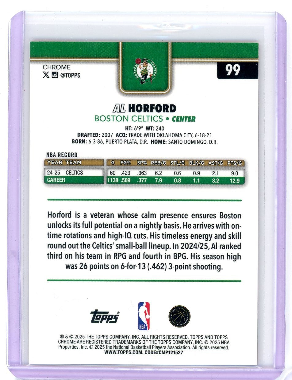 Al Horford 2025 Topps Chrome Orange Geometric Refractor #'d 01/25