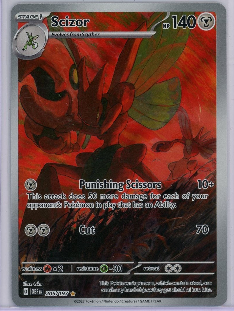 Scizor Pokémon Obsidian Flames Illustration Rare #205/197